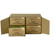 cleenbo Bambus Wattestäbchen inkl. gratis Bambuszahnbürste grün 4 Packungen (800 St.)